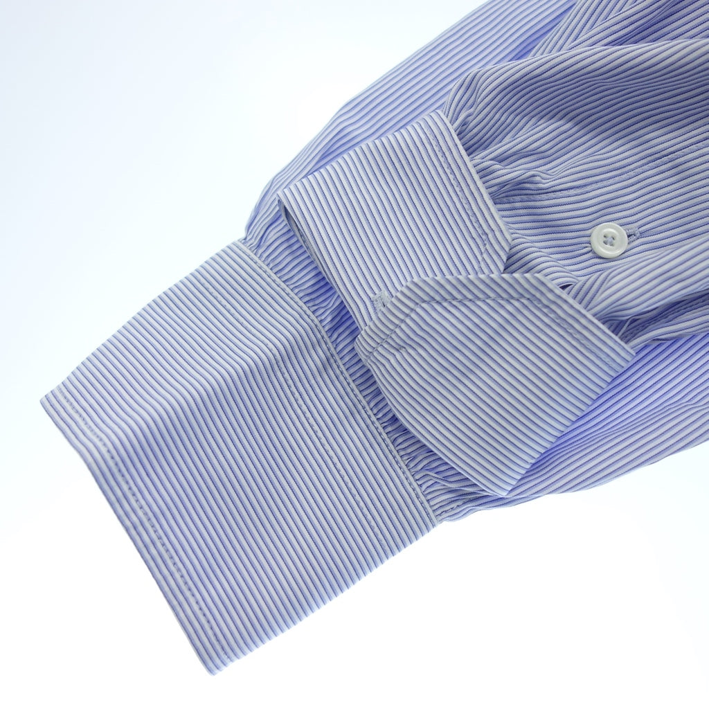 [HERMES] Hermes Striped Button Down Shirt Made in France Serie Button  Saxophone Blue Size L