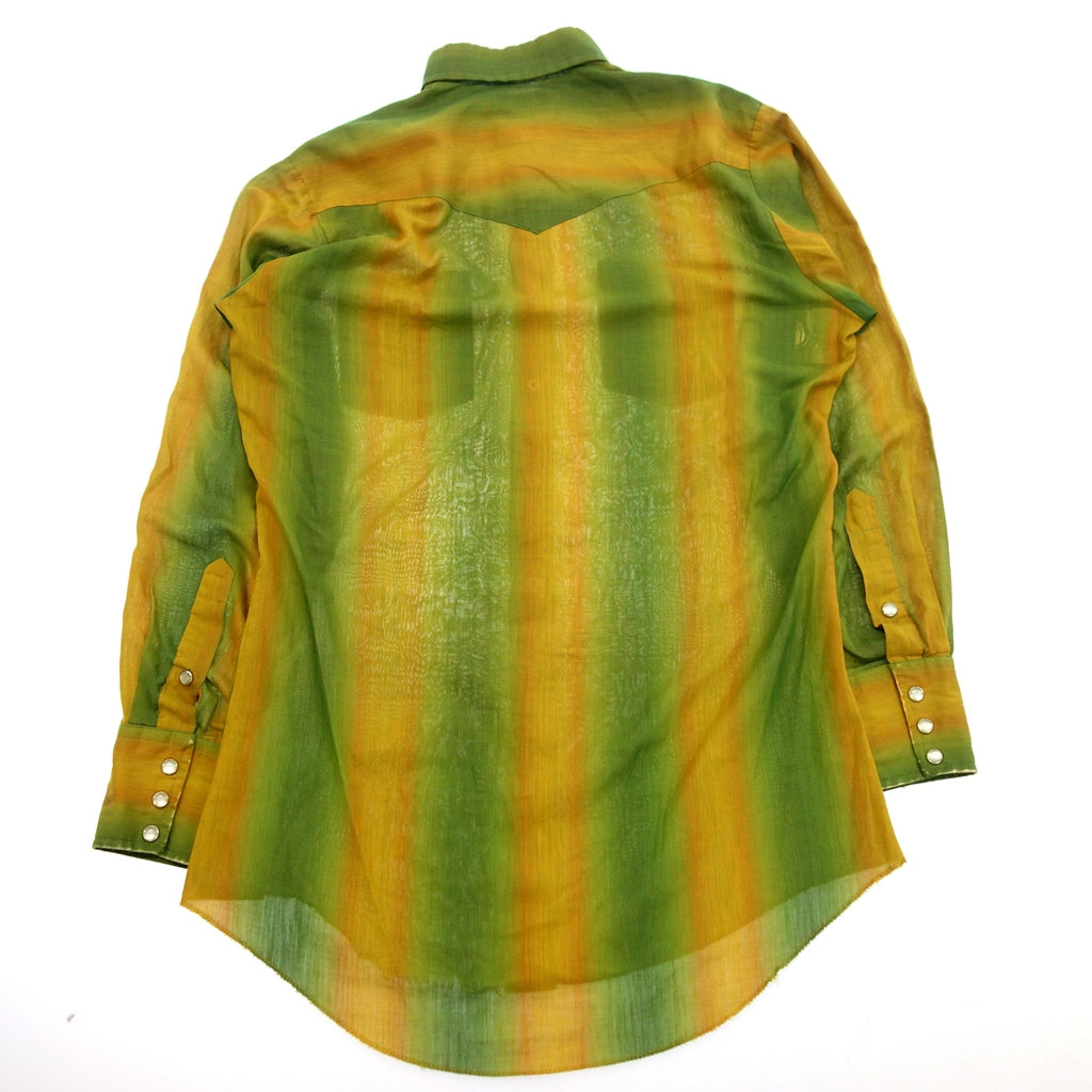 【H BAR C】エイチバーシー 1970‘s ウエスタンシャツ マスタード＆グリーン サイズS相当 Long Tail