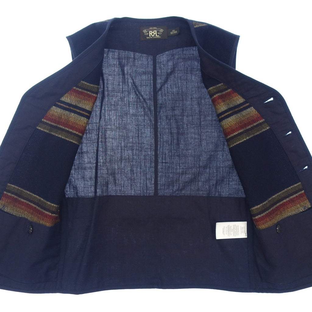 【RRL】ダブルアールエル BLANKET STRIPED VEST ウールコットン ネイビー サイズ XS