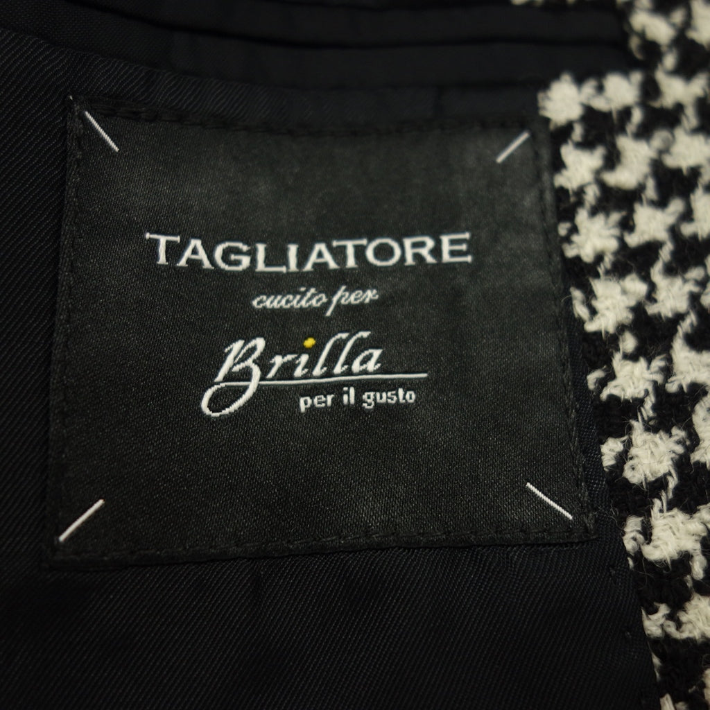 【TAGLIATORE×Brilla per il gusto】タリアトーレ ブリッラペルイルグスト別注 ハウンドトゥース 2Bジャケット ブラック×ホワイト サイズ 42