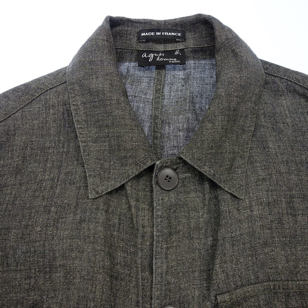 【agnes b.】アニエスベー 1990's LINEN JACKET Made in France グレー サイズ.48