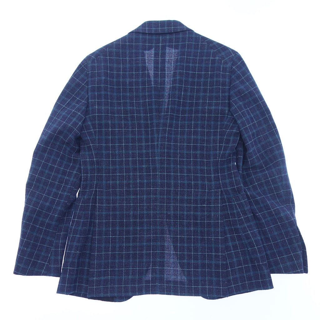 [TAGLIATORE] Tagliatore Wool x Silk 2B Check Jacket Monte Carlo Navy Size 42