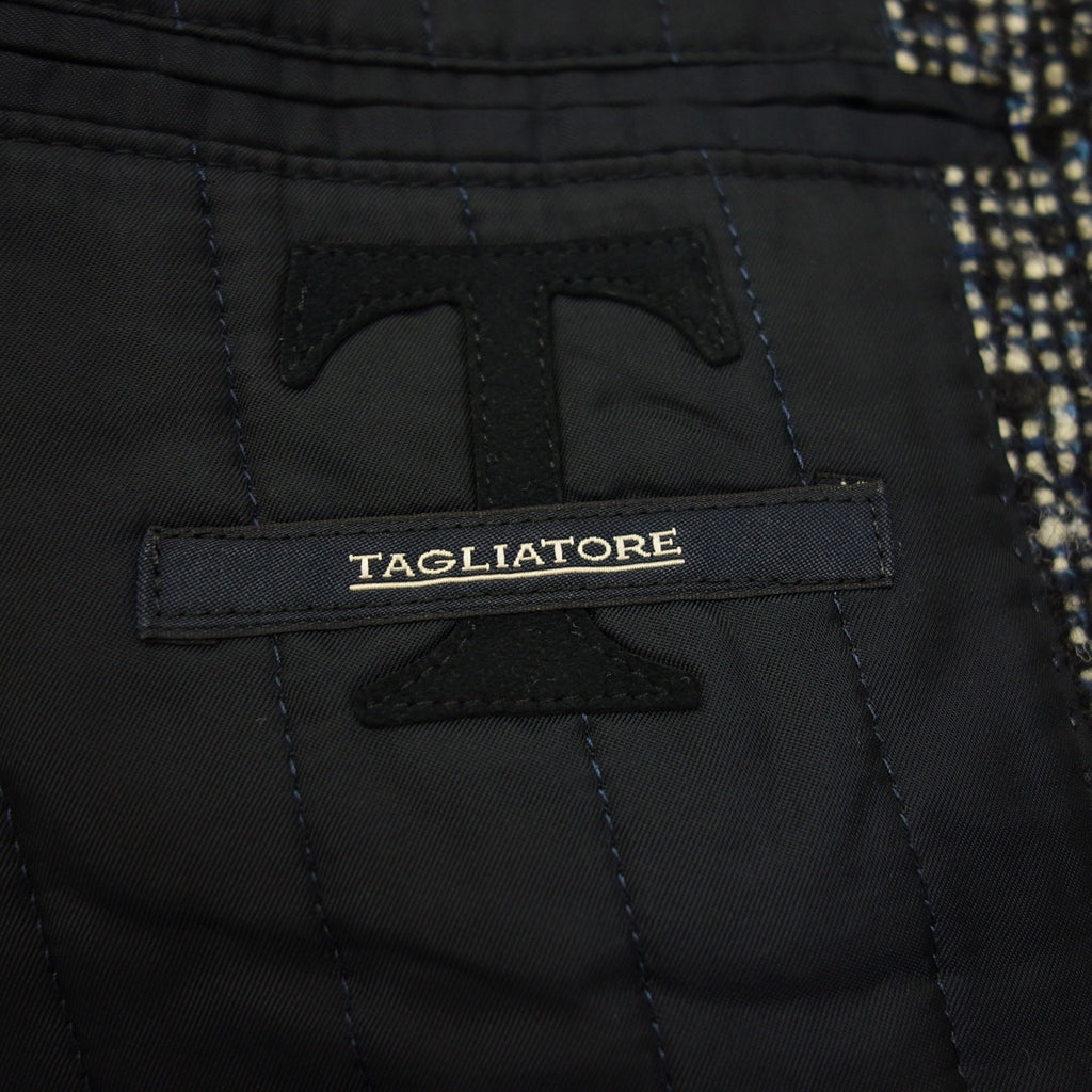 【TAGLIATORE】タリアトーレ THOMAS シングルアルスターコート ブラック×ブルー×ベージュ サイズ 48
