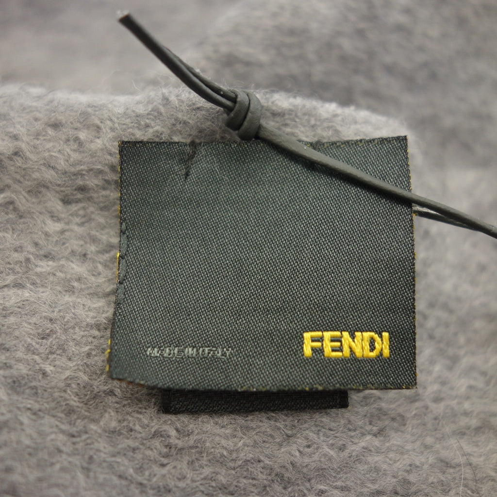 【FENDI】フェンディ ロゴ ピュアカシミヤマフラー イタリア製 グレー