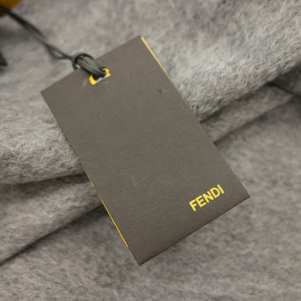 【FENDI】フェンディ ロゴ ピュアカシミヤマフラー イタリア製 グレー