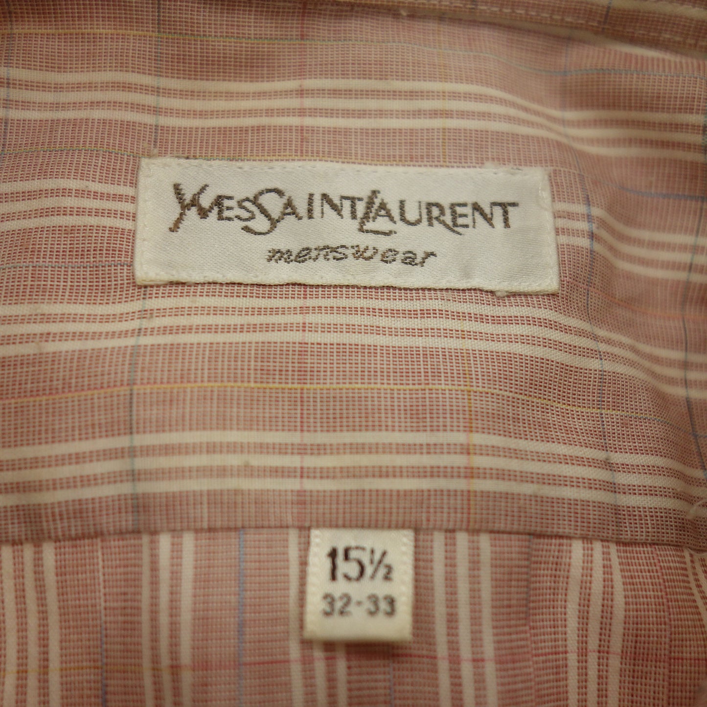 【YVES SAINT LAURENT】イヴサンローラン ストライプ ボタンダウンシャツ フェードピンク メンズ サイズ 15 1/2