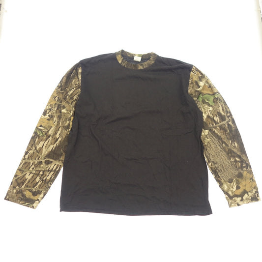 【Vintage】ヴィンテージ 長袖カットソー ラグランスリーブ USA製 総柄 メンズ  ブラック XL